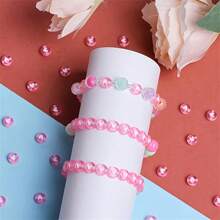 200 pièces, perles plates en forme de cœur rose de 4 x 7 mm, peuvent être utilisées pour fabriquer des bracelets de couples, cadeau d'anniversaire pour femme, fabrication de bijoux DIY