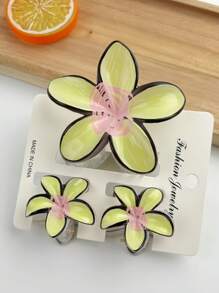 3pcs/18pcs Graffiti Flower Hair Clips Set, 8cm & 4cm Combo, ABS Material Versatile & Cute Hibiscus Hair Claws, Suitable For Women's Daily Life, Casual, Party, Commute, Beach Holiday - Hair Accessories, Best Gift Choice For Celebrating Festivals, Birthdays, Anniversaries Or Graduations