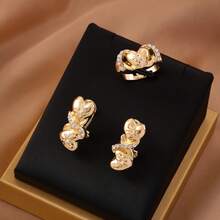 5pcs Luxury Men's Jewelry 1pc Luxury Elephant Pendant Necklace + 1pc Heart Cross Bracelet + A Pair Of Heart Stud Earrings + 1pc Heart Open Ring Unique Micro Set Synthetic Zirconia Jewelry Set Party Jewelry Sets For Everyday Party Gifts Etc - 華麗的大象珠寶套裝 - 查看 7
