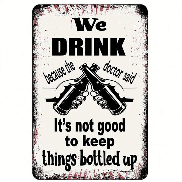 1 Stück dynamische Kunst "Wir trinken Bar-Humor" Metallschild, schwarzes Bier Festival Blechschild, Vintage Blechschild (12"X8"/30cm*20cm), Wanddekoration, Heimdekoration, Raumdekoration, Kaffeebar Dekoration
