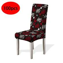 1/4/6/100 piezas Fundas de silla con estampado navideño, fundas elásticas a prueba de polvo con decoración navideña de dibujos animados para sillas del comedor, decoración navideña, fiesta festiva