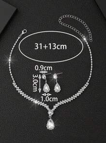 1 Set Bohemian Luxury High-End Teardrop Necklace & Earrings Jewelry Set, Suitable For Daily, Party, Wedding Occasions