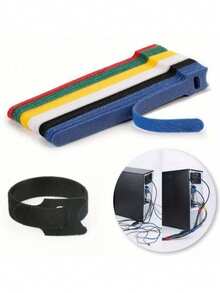 50 条可重复使用尼龙钩环带 - 耐用、柔软的自粘胶带收纳器，适合日常办公室使用