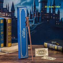 Warner Bros 1 Pieza Juego de Varita de Harry Potter - Varita de Hermione, Varita fabricada con resina finamente detallada con un núcleo de acero en su interior, perfecta para disfraces de Halloween, actuaciones en el escenario, cosplay y juegos de roles. Presentada en una caja de regalo de lujo con estampado de lámina azul, incluye un boleto de "Correo Lechuza" con estampado de lámina de ida y vuelta. Un artículo de coleccionista ideal y un regalo pensativo.