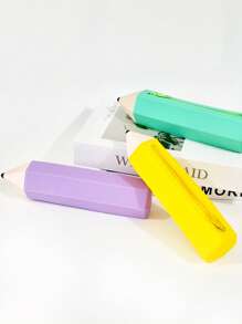 1 pezzo/Astuccio a forma di matita in silicone e custodia per cancelleria - Morbido, facile da pulire, astuccio minimalista per studenti