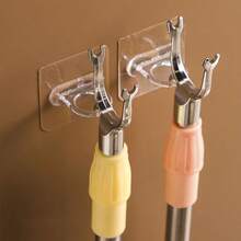 2/4/6/8/10/20pcs Circular Wall Hooks, Adhesive Hooks For Curtain Rods, Shower Gel Holders, Kitchen, Bathroom, Wall Mounted Storage Racks - Clear - View 2