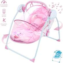 Silla Mecedora Eléctrica para Bebé, Columpio a Control Remoto con 3 Velocidades, Reproducción de Música y Mosquitero, Color Rosa - Rosa - Ver 1