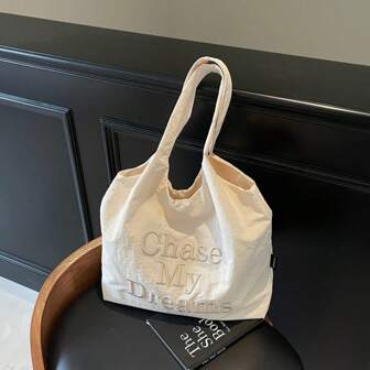 Sac à bandoulière casual léger brodé, design minimaliste