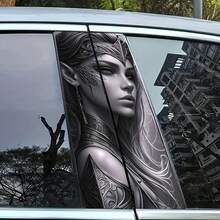 2 piezas de pegatinas de coche con temas de anime, fantasía y dibujos animados de la Reina de las Hadas de PVC, resistentes al agua y a los arañazos, con adhesivo no pegajoso para el pilar B