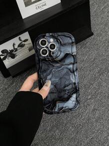 Funda protectora de teléfono gruesa y a prueba de golpes con diseño ondulado y efecto de pintura de mármol para 16/11/16 Pro/16 Plus/16 Pro Max/16e/15 Pro Max/13/14/12/XS/XR, 15 Pro Max, 12 Pro Max, 13 Pro Max, 14 Pro Max, 13, 11, 12p, 14 para mujeres, P11 carcasa blanda, P12 a prueba de golpes, XS, XR