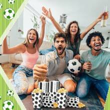 20 Stücke Popcorn Boxen mit Fußball-Aufdruck, Fußball-thematische Partydeko Geschenkboxen, Partysnack Boxen, Partyzubehör