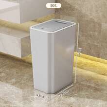Odor Proof Trash Can With One-Touch Modern Design Durable Plastic Bathroom Kitchen Bin Space Saving Leakproof - Xám - Xem 12