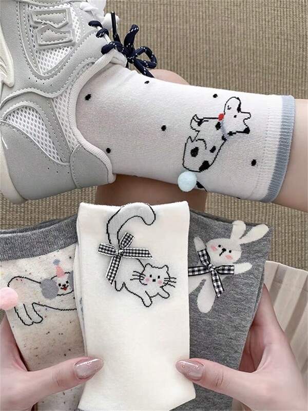 1/4 pares de calcetines con diseño de bolas y moños de perros caprichosos, aptos para todas las estaciones