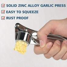 1 pieza Prensa de ajo de acero inoxidable, Picador de ajo manual, Picador de jengibre, Utensilio de cocina, Herramienta picadora de ajo profesional resistente a la oxidación, Fácil de exprimir, Fácil de limpiar, Herramientas para frutas y verduras, Artículos de cocina, Artículos del hogar imprescindibles, Herramientas de cocina creativas, Adecuado para hoteles, restaurantes, utensilios de cocina y herramientas para especias y condimentos, Accesorios de cocina de color y estilo aleatorio