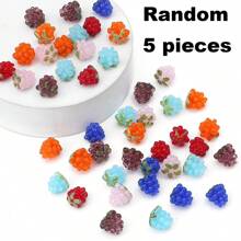 2/5/10/50pcs Handmade Plump Raspberry Glass Beads, 7 Vibrant Colors - Ideal For DIY Jewelry Making, Bracelets, Necklaces And Earrings - Realistic Fruit Design With Green Leaves