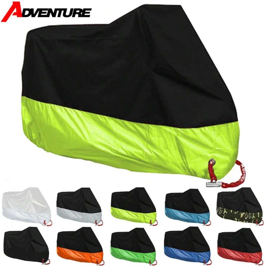 Waterproof Motorcycle Cover With Reflective Strips - Universal Fit Up To 96 Inches, Oxford Cloth, Lock Holes, All Season Protection