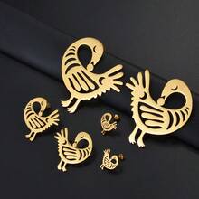 1 Pair 2cm/4cm/7cm African Nyamegyie Earrings Women's Stainless Steel Adinkra Traditional Jewelry - Multicolor - View 5