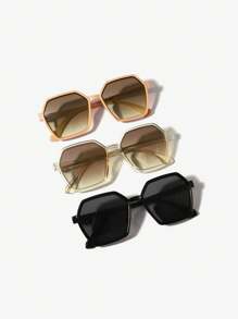 3 Stück Damen Boho Polygonal Leoparden-Muster Modebrille für Y2K-Accessoires, Abschlussgeschenk und Sommer-Outing