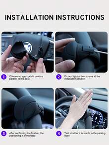 硅胶方向盘旋钮 - 360°旋转，防滑，单手操作，适合所有汽车，黑色 - 黑色 - 查看 8