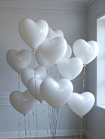 10pcs-200pcs 10 Inch White Heart-Shaped Latex Balloons, Suitable For Birthday Party Decoration, Valentine's Day Decoration, Expressing Love To Partner, Engagement, Wedding Decoration, Room Decor, Outdoor Photo Props