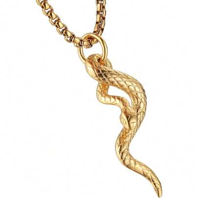Local Shipping 2025 New Stainless Steel Animal Snake Pendant Chain NecklaceGothic Jewelry Men's