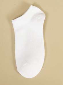 5/10/20/30 Pairs Solid Color Polyester (Terylene) Rib Side Stripe Casual Breathable Sweat-Absorbing Socks, All-Season, Couples Style Christmas Gift - White - View 4