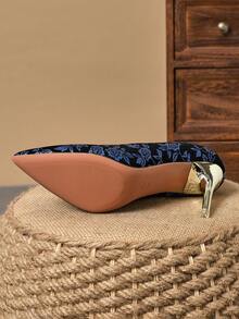 MonaNise Women's Fashion Pointed Toe Shoes, Comfortable Casual Flat Pumps For Walking, Travel, Outdoor, Vintage Style, Elegant Purple Slip-On Shoes - Blue - View 8