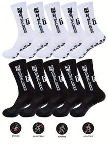 10 Pairs Of Men's Non Slip Rubber Sole Football Socks Sports Socks - Multicolor - View 1