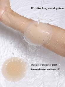 Set de 3 piezas/8cm Copas para el pecho para mujeres, cubiertas invisibles de silicona transpirables para el verano, pétalos para el pecho para lencería sin espalda - Albaricoque - Ver 5