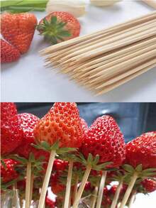 100件/80件/50件/40件/5件天然竹签，适用于户外烧烤、零食DIY、水果签、派对签、礼品制作、零食固定器，耐用且卫生，通用必需品 - 竹色 - 查看 4