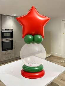 9pcs/Set Christmas Party Decorative Balloons, Fairy Catching Decoration Balloons, 18-Inch Clear Latex Balloons, 18-Inch Star-Shaped And Round Foil Balloons, New Year, Room Decor Supplies - Multicolor - View 6