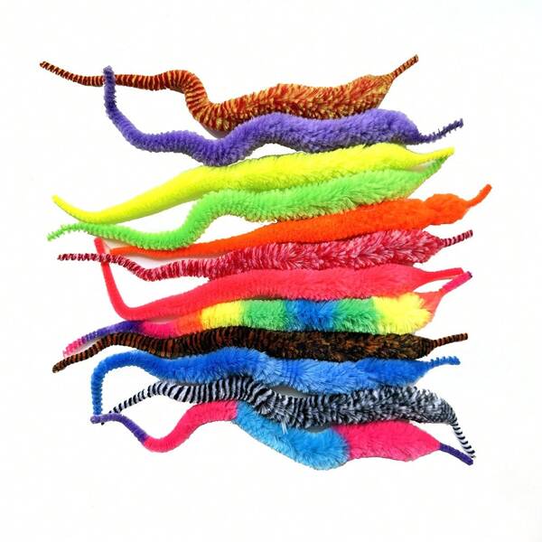 Juguetes para mascotas de colores aleatorios en forma de oruga, caballito de mar y gusano que se mueve, suministros divertidos para gatos
