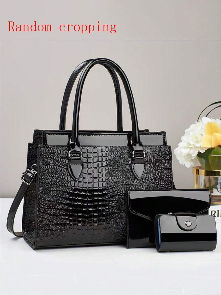 New Plaid PU Handbag With Coin Wallet And Card Holder, Elegant Fashion Handbag, Multifunctional Large-Capacity Shoulder Bag, Design New Plaid Bag, Fashionable Ladies' Small Square Bag, Handbag Shoulder Bag Versatile Casual Multi-Layer Large-Capacity, With Hanging Accessory, Can Be Shoulder Or Crossbody, Suitable For Travel, Shopping, New Stylish Ladies' Tote Shoulder Crossbody Colorblock Bag, Casual Chic Luxury Large Capacity, Can Be Shoulder Or Crossbody Casual Fashion Bag - Black - View 1