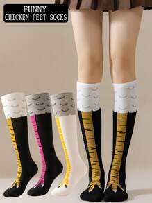 1 Pair Funny Chicken Feet Design Socks, Entertaining Party Decoration Socks, Suitable For Dates, Gatherings, Humorous Party Occasions, Students, JK Uniform Long Socks, Leg Shaping Socks, Halloween, Christmas Party Socks