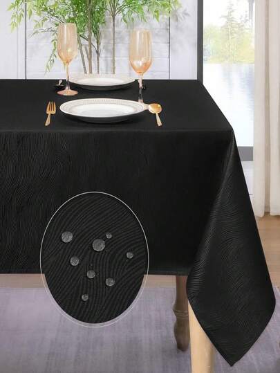 1pc Water-Repellent, Splash-Proof Jacquard Portable Dining/Home Tablecloth, Swirl Pattern, Elegant, Multiple Sizes Square Dining Table Cover