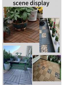 1,6 Stücke Outdoor-Bodenbelag, rostfreier Holz-Kunststoff-Bodenbelag für Balkon, Hof, Terrasse und Garten zum Selbstausbau, einfach zu verlegender PVC Kunststoff Bodenbelag.