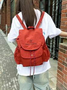 Mochila com Estampa de Letra Bicolor da Moda, Bolsa de Armazenamento de Grande Capacidade, Alça de Ombro Ajustável, Adequada para Estudantes, Viagens, Férias, Uso ao Ar Livre