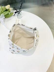 米色可爱黄色花朵图案灯芯绒化妆包手提包化妆包面料舒适大容量耐用便携式旅行收纳包带拉链洗漱包宿舍必备化妆工具化妆包女孩礼物旅行必备品假期暑假返校学校用品包女士旅行包旅行化妆包 - 彩色 - 查看 8