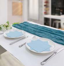 50 Pieces 3-Ply Light Blue Napkins Disposable Folded 5 X 5 Inches Cocktail Napkins Paper Napkins For Dinner Wedding Birthday Party Dessert Napkins - Màu xanh lam - Xem 8