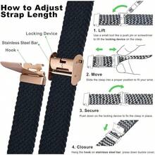 Correa de Reloj de Nylon Trenzado de 22mm para Hombres y Mujeres, Liberación Rápida, Hebilla de Acero Inoxidable Negra (Azul) - Negro (Hebilla de oro rosa) - Ver 5