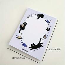 50 张黑猫太空主题便笺本 - 可爱的天文学设计记事本，适用于办公室、学校和家庭