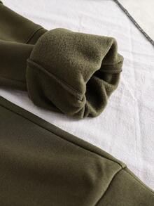 Toddler Letter Graphic Print Round Neck Sweatshirt And Pants Set - Army Green - View 7