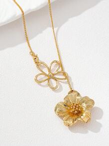 1 colar com pingente floral vazado e metal para mulheres, ideal para uso diário, férias, casual, encontros, pode ser um presente para mãe ou esposa