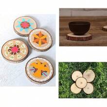 Unfinished Natural With Tree Bark Wood Slices 10 Pcs 4.2-4.7 Inch Disc Coasters Wood Coaster Pieces Craft Wood Kit Circles Crafts Christmas Ornaments DIY Crafts With Bark For Crafts Rustic Wedding - 10個4.2-4.7英寸 - 查看 6