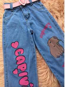 CALÇA JEANS DE MENINA DA CAPIVARA. - Lavagem clara - Visão 2