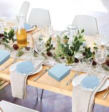 50 Pieces 3-Ply Light Blue Napkins Disposable Folded 5 X 5 Inches Cocktail Napkins Paper Napkins For Dinner Wedding Birthday Party Dessert Napkins - Màu xanh lam - Xem 7