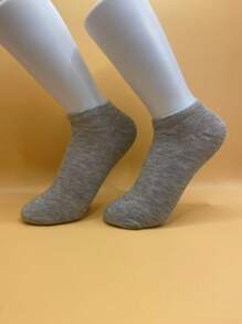 5 Pairs Solid Color Short Socks In Black, White & Gray, Unisex, Simple & Fresh For All Seasons