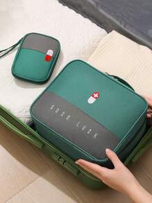 1个便携式医疗包，旅行急救包，家用及户外急救药品收纳盒，健康护理整理包