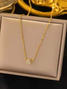 2 piezas Collar de cadena de doble capa con colgante de circonita esférica, collar gargantilla minimalista y brillante de moda versátil para niñas y mujeres, regalo para amigos, familia, Año Nuevo