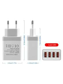 Caricatore USB a 4 porte con spina europea, adattatore di ricarica rapida a 3.1A compatibile con tutti gli smartphone, tablet, fotocamere, MP3/MP4 e altri dispositivi USB